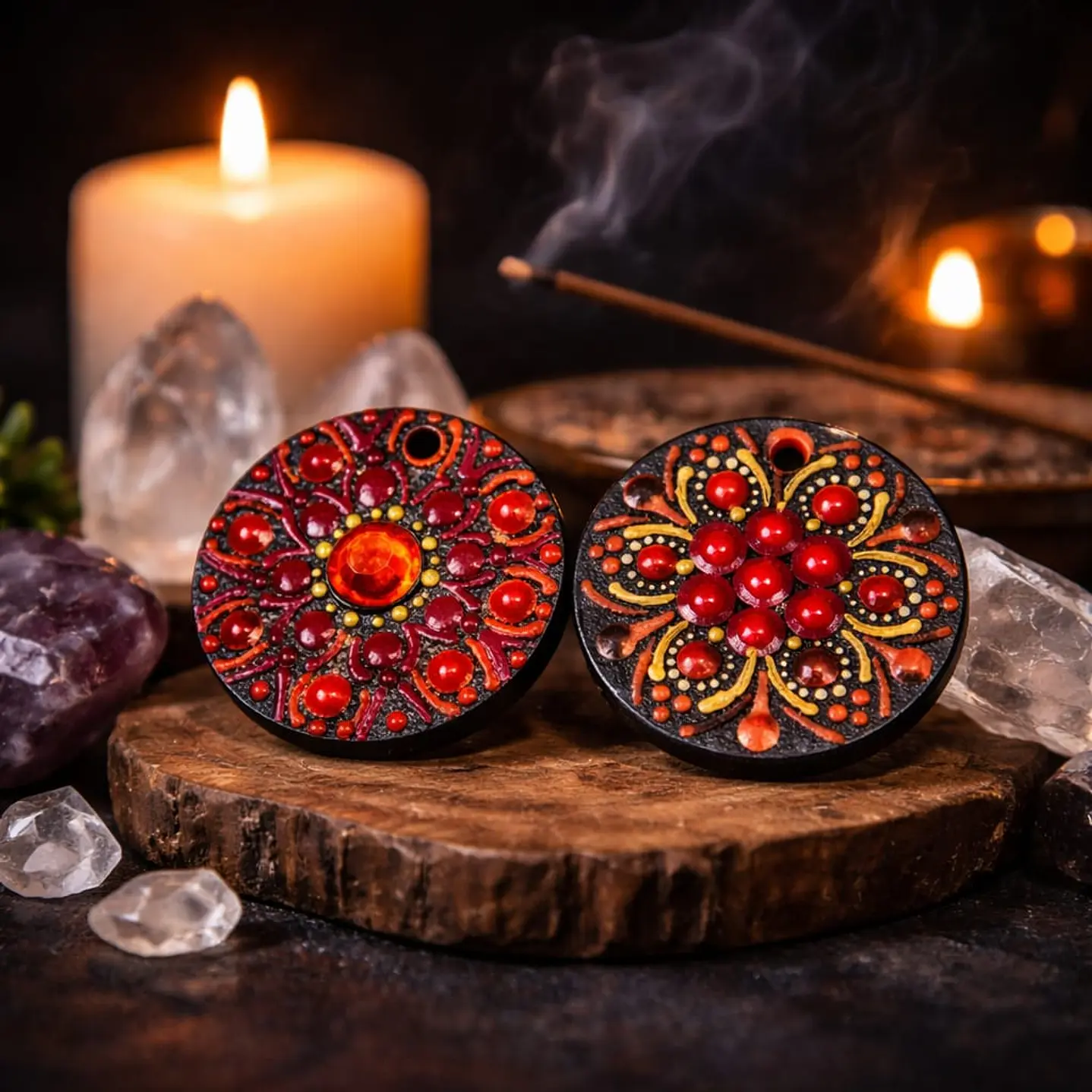 COLGANTE ROJO CON GEMA CENTRAL 2