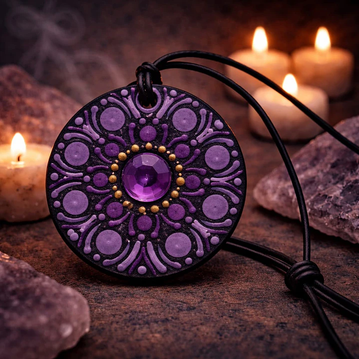 COLGANTE MORADO CON GEMA CENTRAL  1