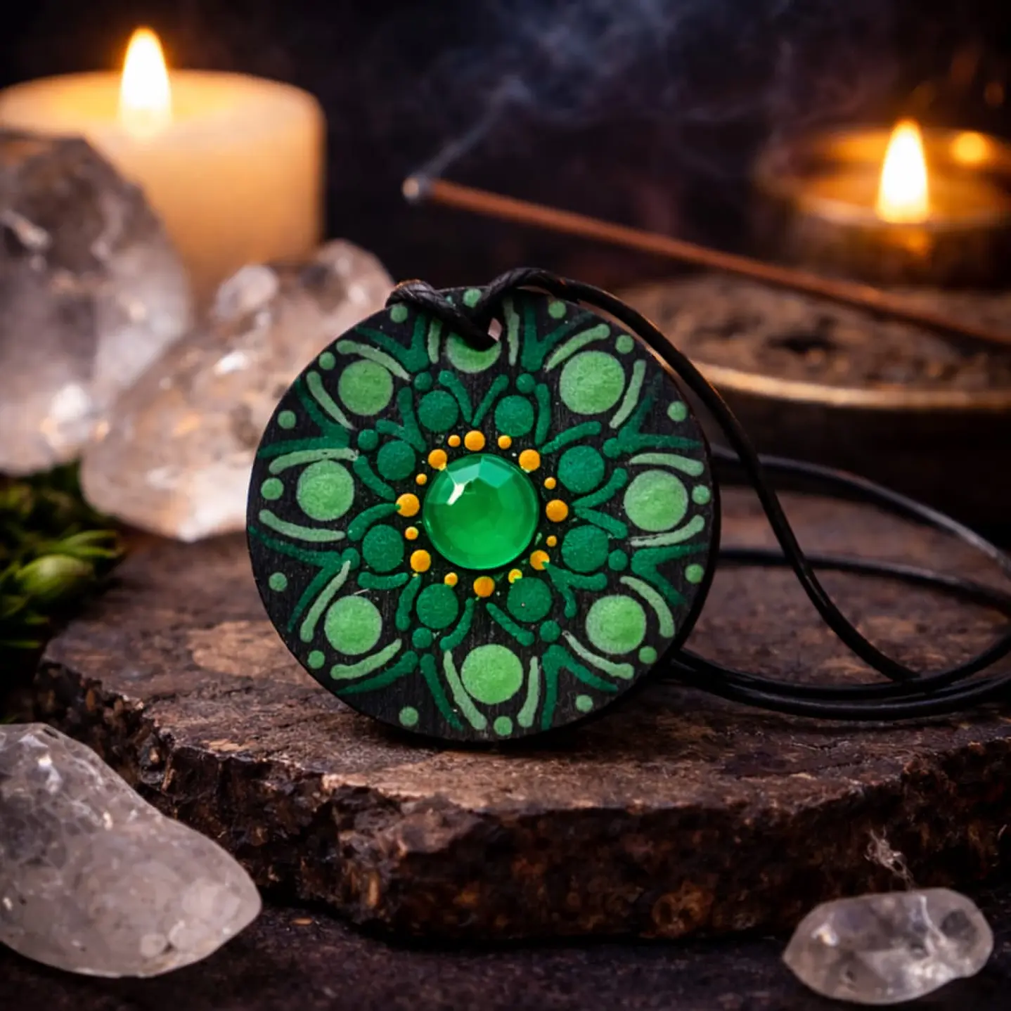 COLGANTE VERDE CON GEMA CENTRAL 1