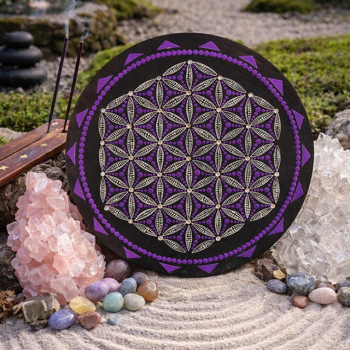 MANDALA FLOR DE LA VIDA LILA 20 CM 2