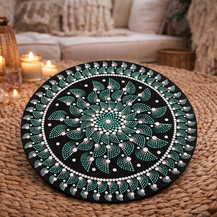 MANDALA MOLINO VERDE BLANCO 30 CM 1