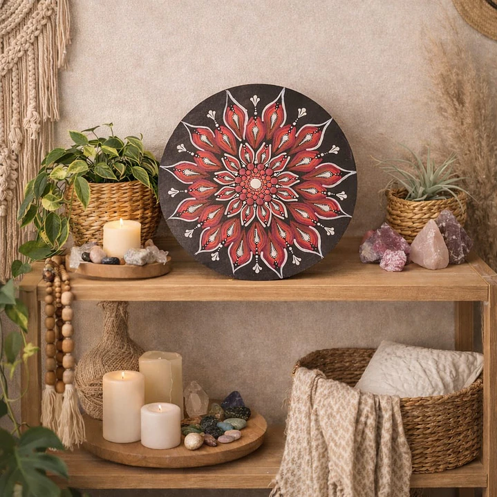 MANDALA FLOR ROJA 30 CM 1