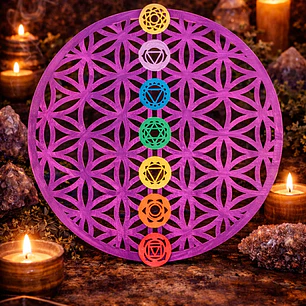 MANDALA FLOR DE LA VIDA MORADO CHAKRAS