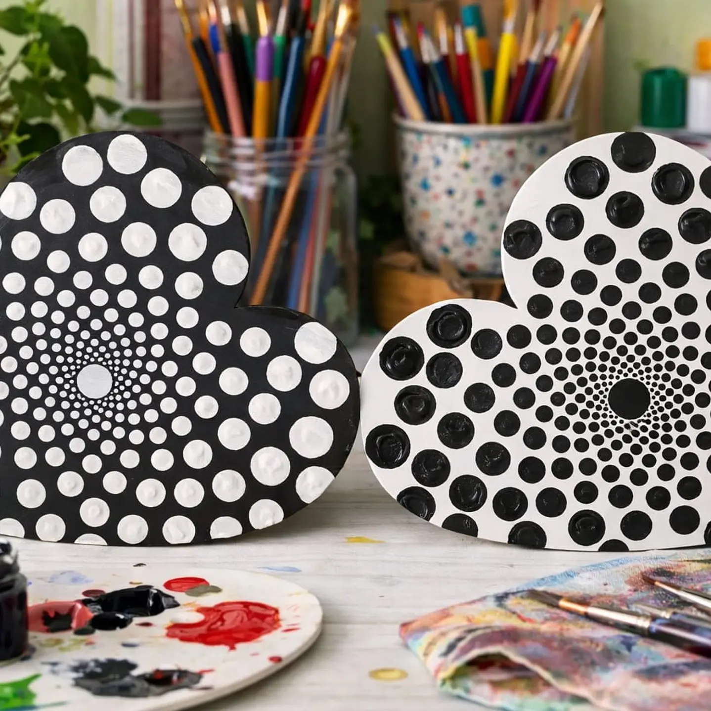 MANDALA CORAZÓN BLACK WHITE 15 X 14 CM 2