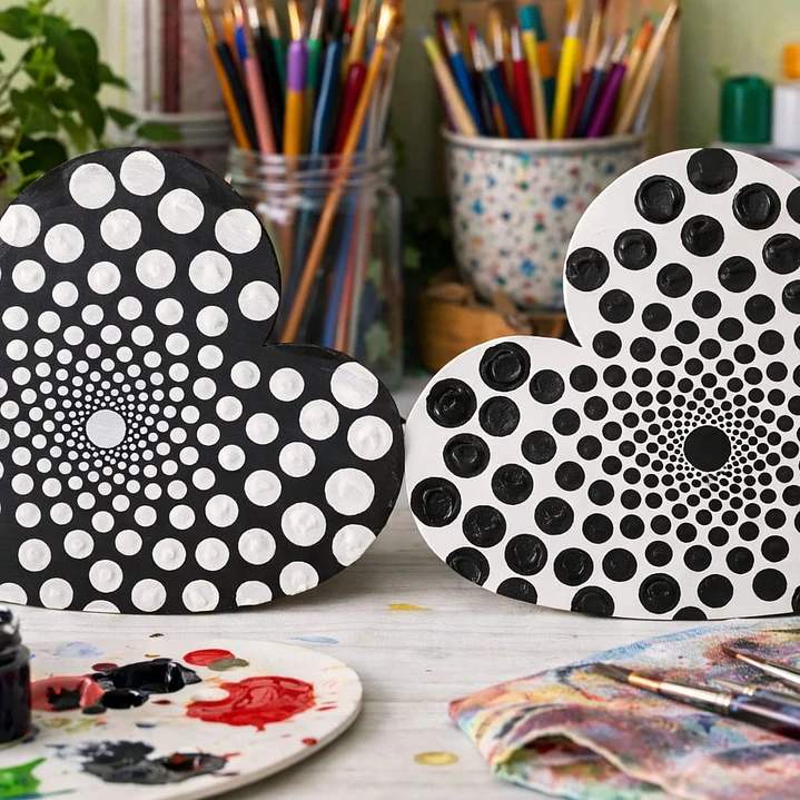 MANDALA CORAZÓN BLACK WHITE 15 X 14 CM 2