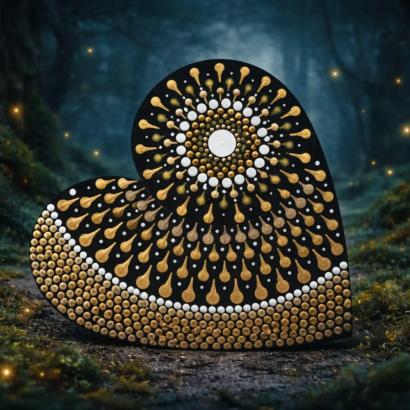 CORAZÓN MANDALA DORADO 15 X 14 CM 1