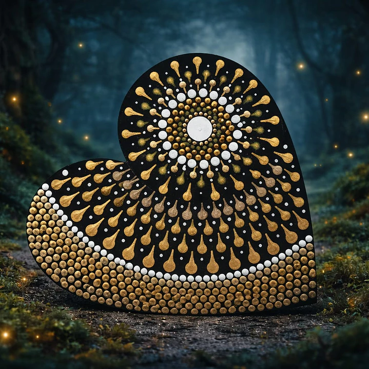 CORAZÓN MANDALA DORADO 15 X 14 CM 1