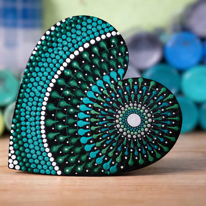 CORAZÓN MANDALA AGUAMARINA 15 X 14 CM 1