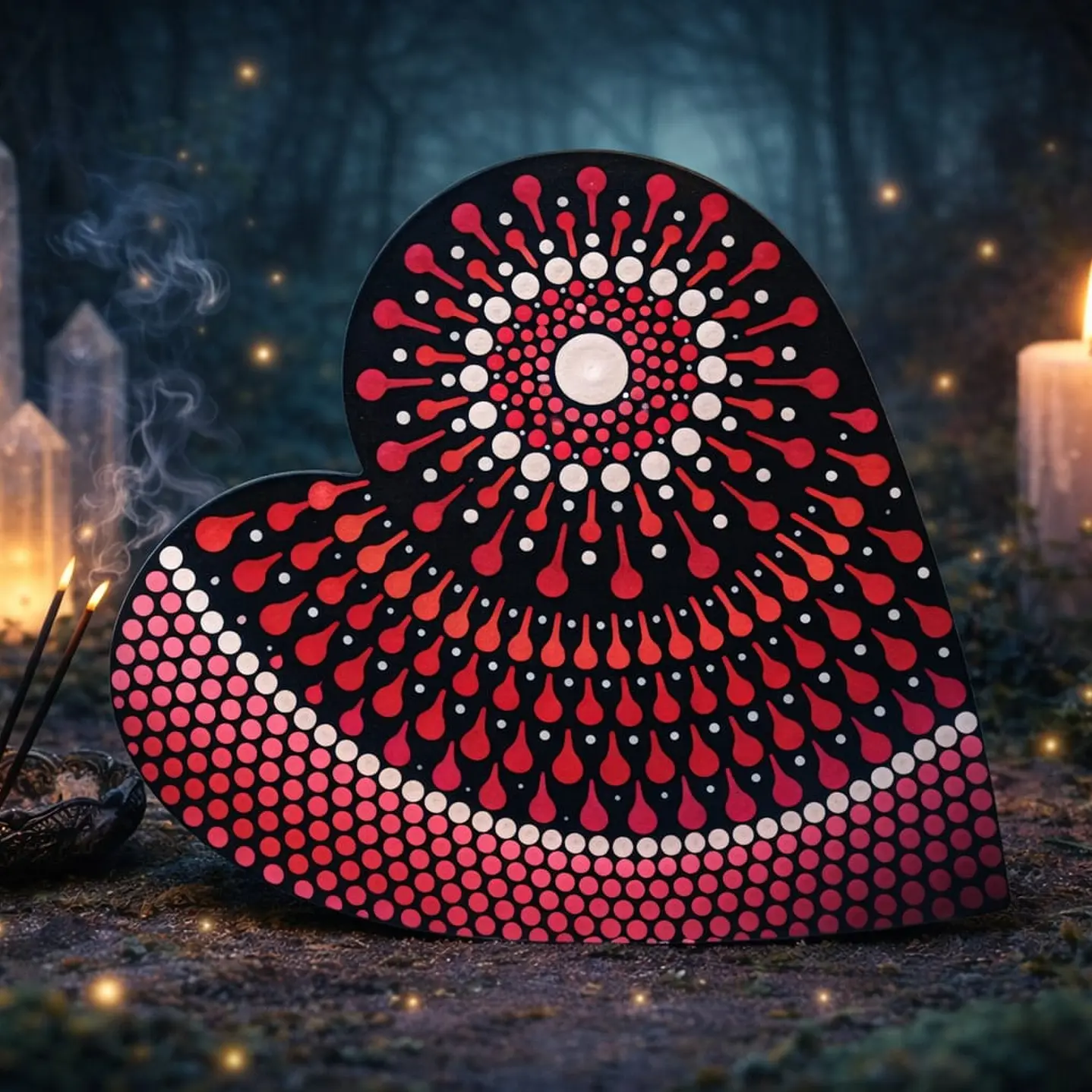 CORAZÓN MANDALA VERMELLO 15 X 14 CM 1