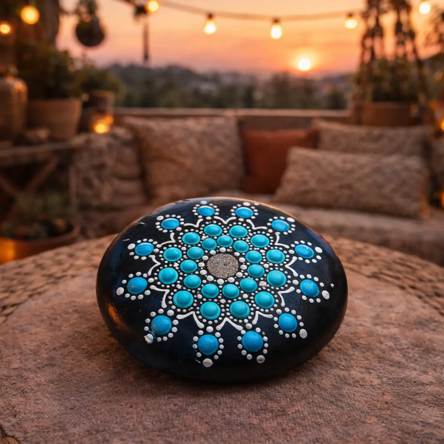 PIEDRA MANDALA CELESTE 10 CM