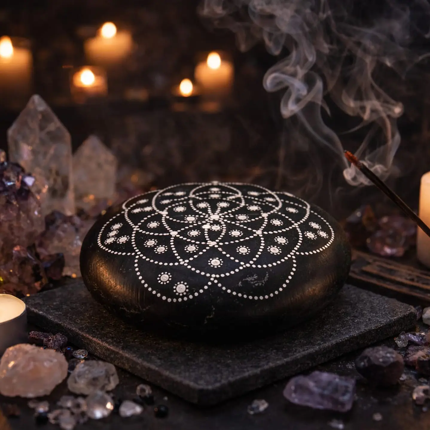 PIEDRA MANDALA SEMILLA DE LA VIDA 15 CM 1