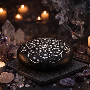 PIEDRA MANDALA SEMILLA DE LA VIDA 15 CM