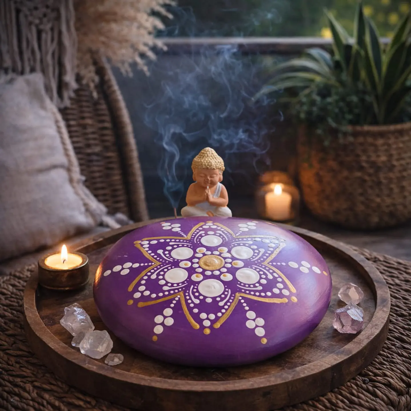 PIEDRA MANDALA MORADA 15 CM 1