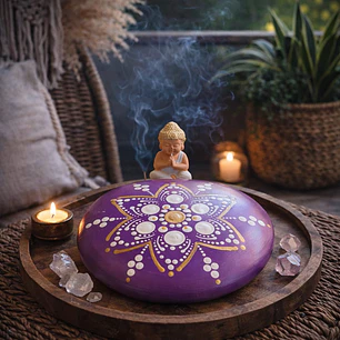 PIEDRA MANDALA MORADA 15 CM