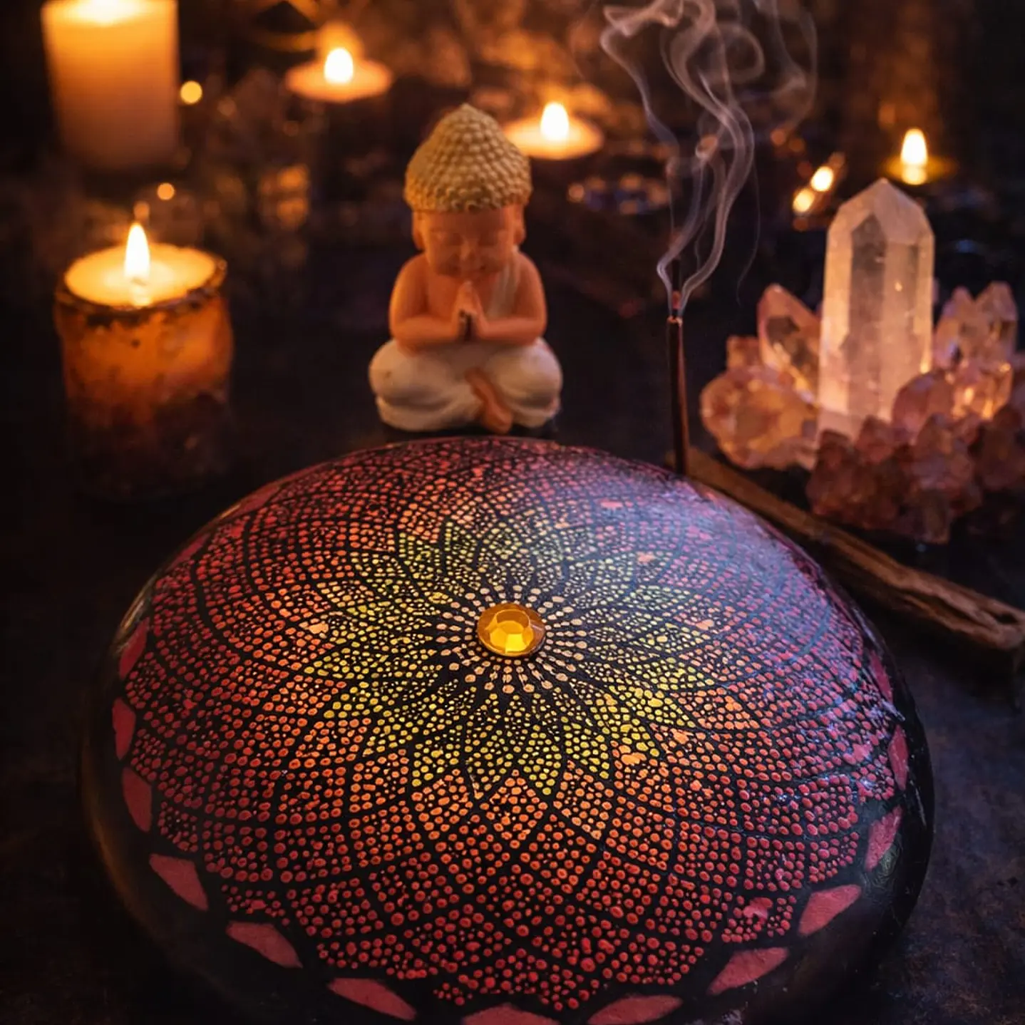 PIEDRA MANDALA GEOMETRIA 15 CM 1