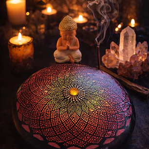 PIEDRA MANDALA GEOMETRIA 15 CM