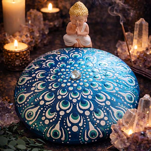 PIEDRA MANDALA OJO TURCO AZUL 15 CM