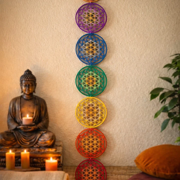 TIRA FLOR DE LA VIDA CHAKRAS COLORES