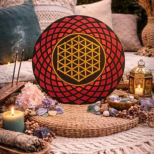 MANDALA FLOR DE LA VIDA RED & GOLD 30 CM