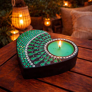 PORTA VELAS VERDE 10 CM