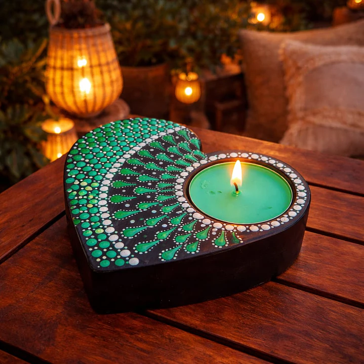 PORTA VELAS VERDE 10 CM 1