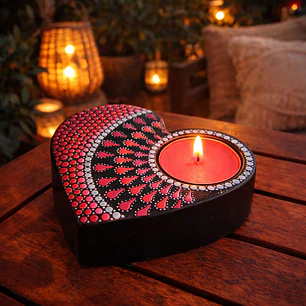 PORTA VELAS ROJO 10 CM