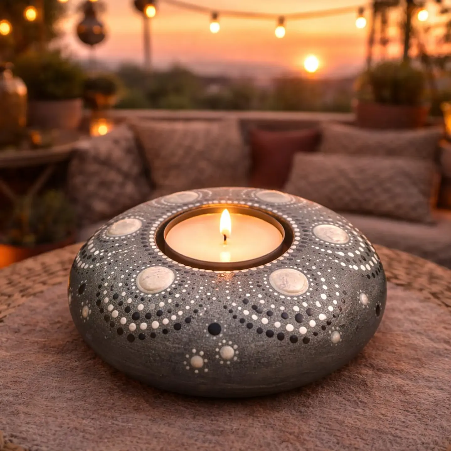 PORTA VELAS GRIS PERLA 10 CM 2