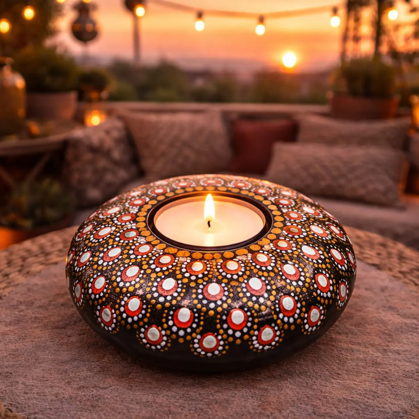 PORTA VELAS PUNTOS ROJOS 10 CM  1