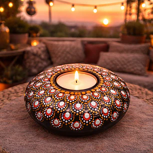 PORTA VELAS PUNTOS ROJOS 10 CM 