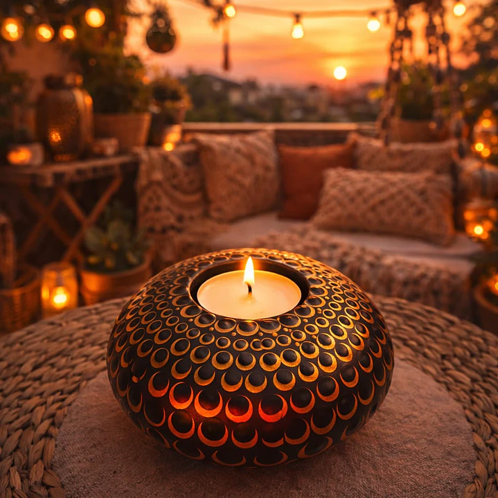 PORTA VELA DORADO & NEGRO 10 CM 1