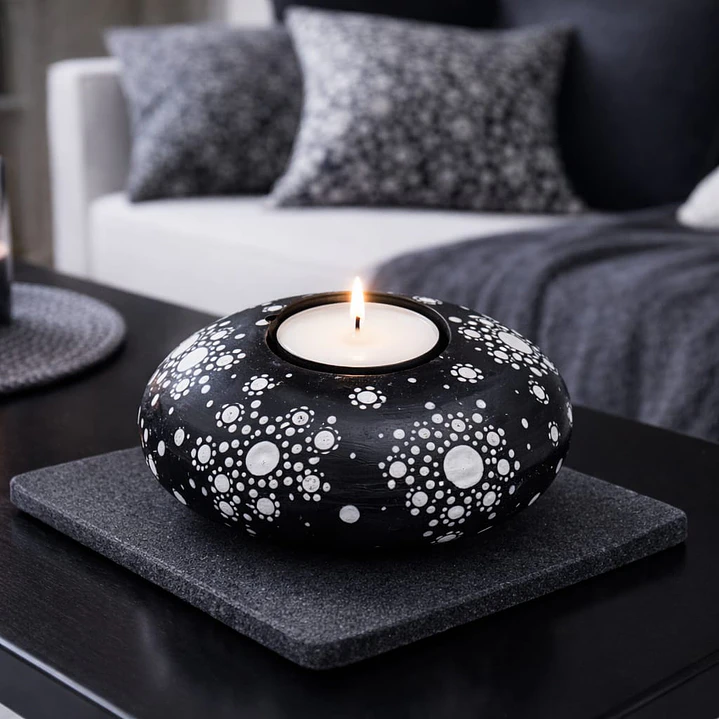 PORTA VELAS BIANCO & NERO 10 CM 1