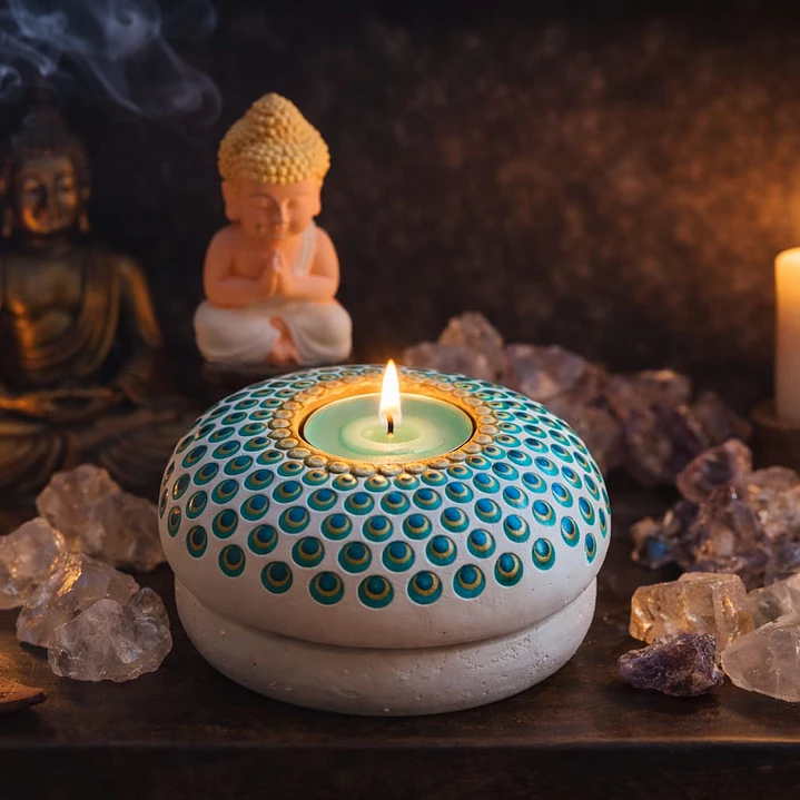 PORTA VELAS PAVO REAL BLANCO 10 CM 2