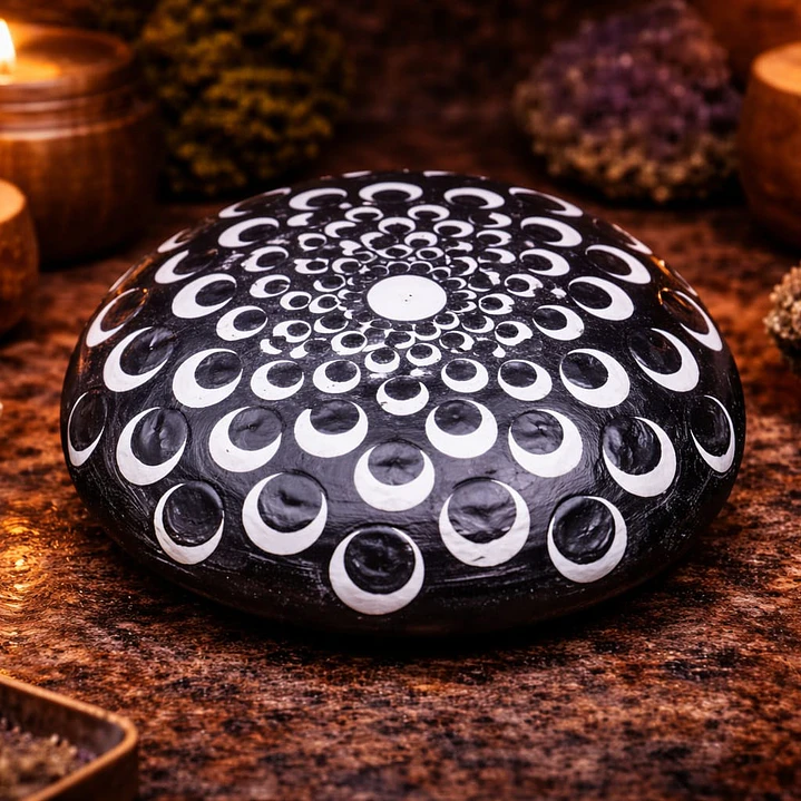 PIEDRA MANDALA BLACK & WHITE EYE 10 CM 1