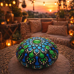 PIEDRA MANDALA BLUE CALM ABOMBADA 10 CM 