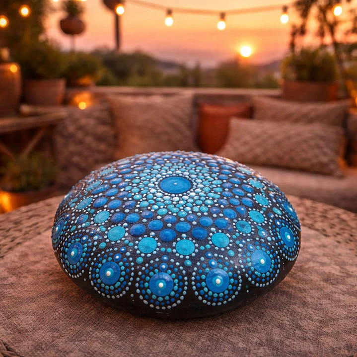 PIEDRA MANDALA ORBITAS AZULES 10 CM 1