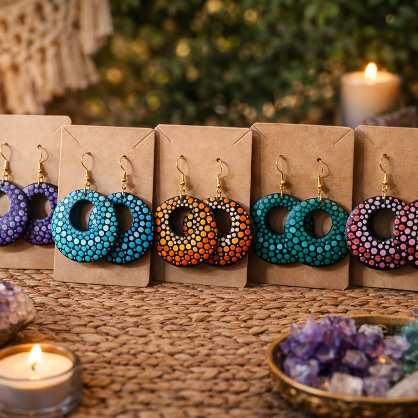 pendientes de colores redondos 