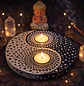 PORTA VELAS MANDALA XL YAN YING BLACK WHITE 20 CM - Miniatura 1