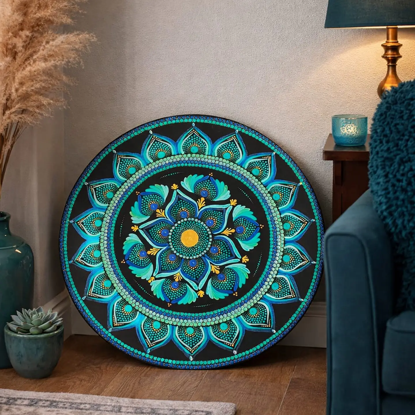 MANDALA PARED GREEN FLOWER 45 CM 2