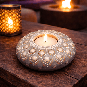 PORTA VELAS GRIS 10 x 3 cm