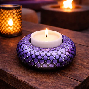 PORTA VELA MORADO METALIZADO 10 CM