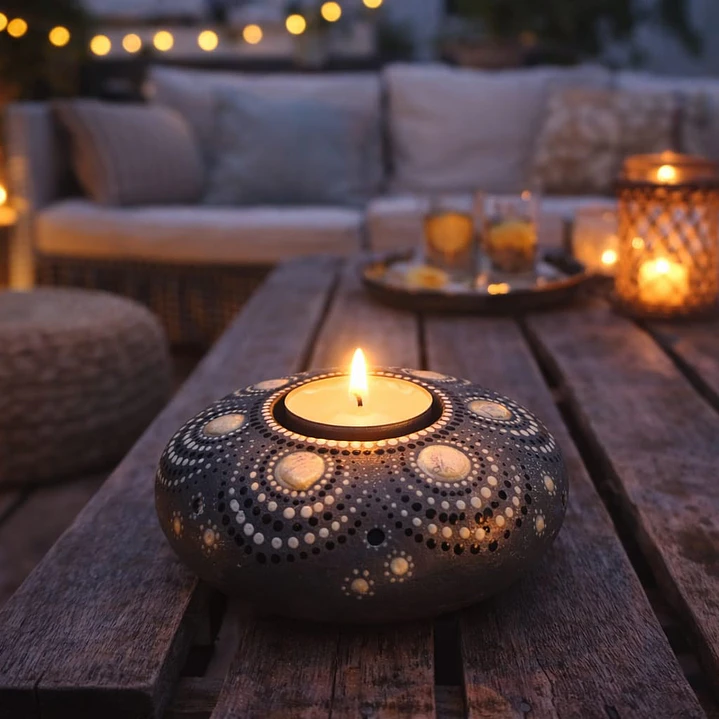 PORTA VELAS GRIS PERLA 10 CM 1