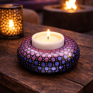 PORTA VELON MORADO Y FUCSIA 10 x 5cm