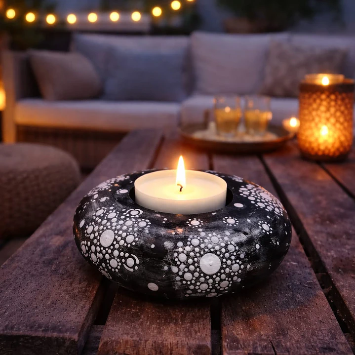 PORTA VELAS BIANCO & NERO 10 CM 2