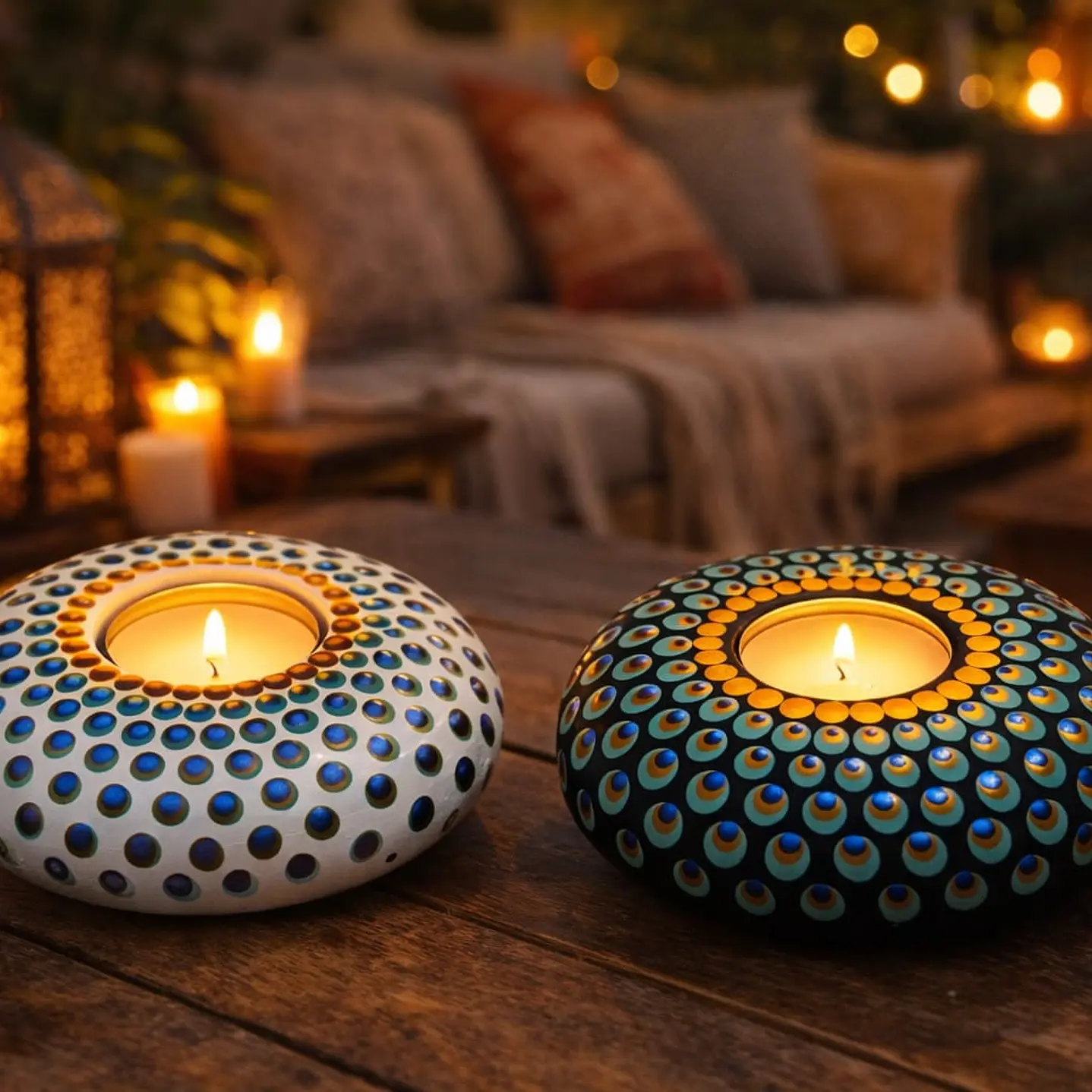 PORTA VELAS PAVO REAL BLANCO 10 CM 1