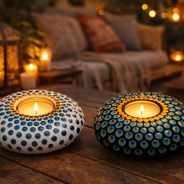 PORTA VELAS PAVO REAL BLANCO 10 CM 1