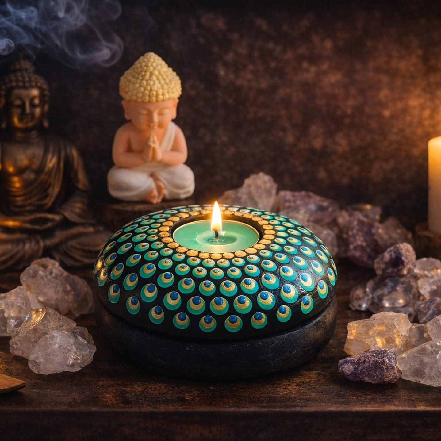 PORTA VELA PAVO REAL FONDO NEGRO 2