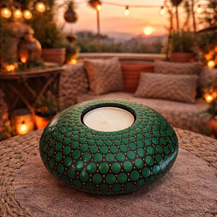 PORTA VELAS VERDE 10 X 5 cm