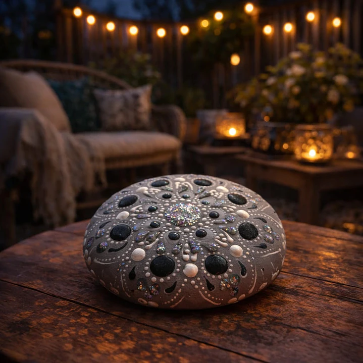 PIEDRA MANDALA GRIS 10 CM 1