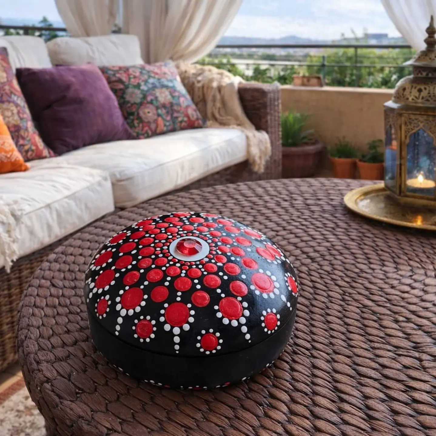 PIEDRA MANDALA ROJA 10 CM                                             1