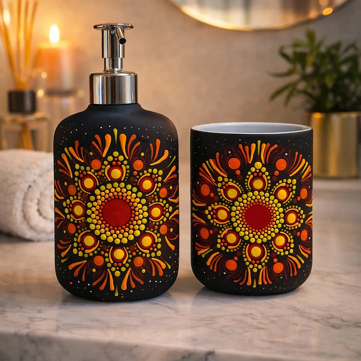 JABONERA MULTICOLOR CON VASO A JUEGO 1